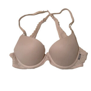 Aerie cross back tan cream lace bra 32B